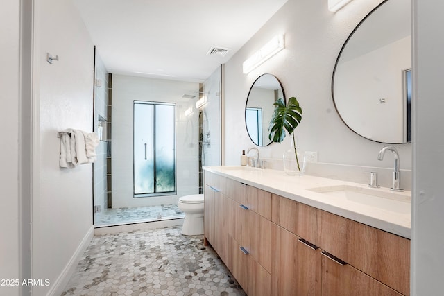 8001 E Voltaire Ave, Scottsdale, AZ 85260 - bathroom with double vanity and a shower stall