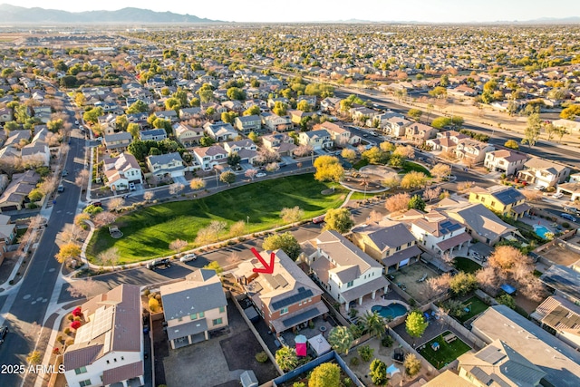 bird's eye view with a mountain view