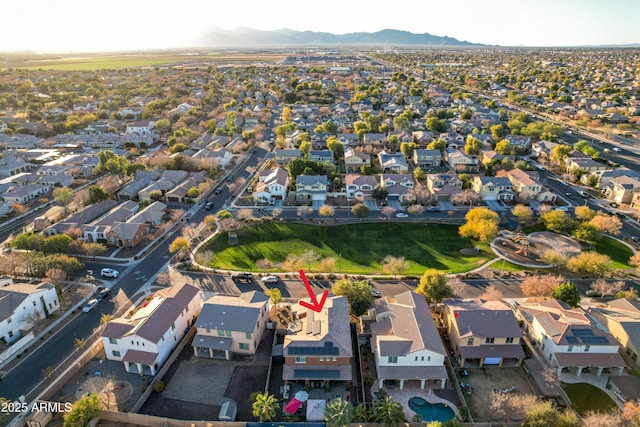 aerial view with a mountain view