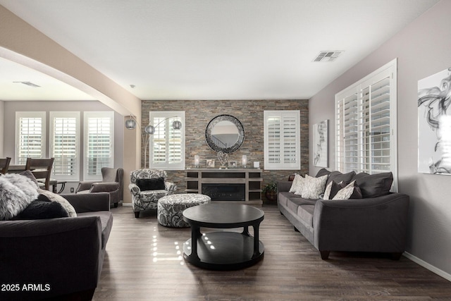 living room featuring wood-type flooring