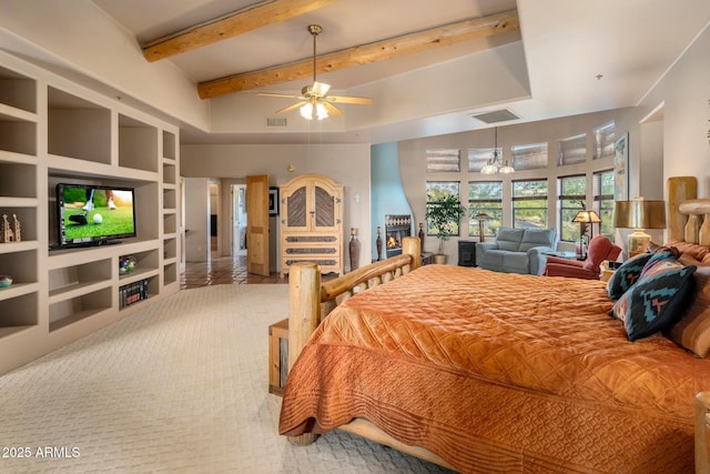 bedroom featuring beamed ceiling