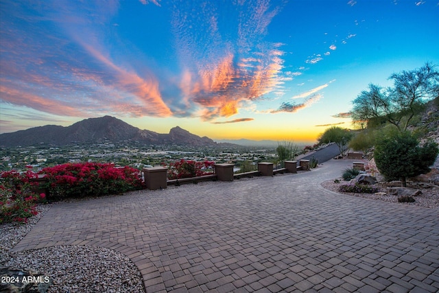 exterior space featuring a mountain view