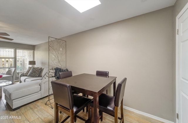 8141 N Central Ave Unit 9, Phoenix, AZ 85020 - dining area featuring ceiling fan, light wood-style flooring, and baseboards
