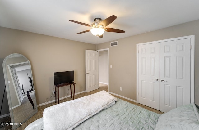 8141 N Central Ave Unit 9, Phoenix, AZ 85020 - bedroom featuring a closet, baseboards, and ceiling fan