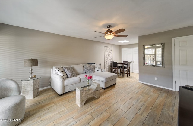 8141 N Central Ave Unit 9, Phoenix, AZ 85020 - living area featuring ceiling fan, baseboards, and light wood-style flooring