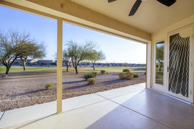 view of patio with ceiling fan