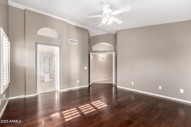 2230 E Whitten St, Chandler, AZ 85225 - spare room with wood finished floors, a ceiling fan, and a towering ceiling