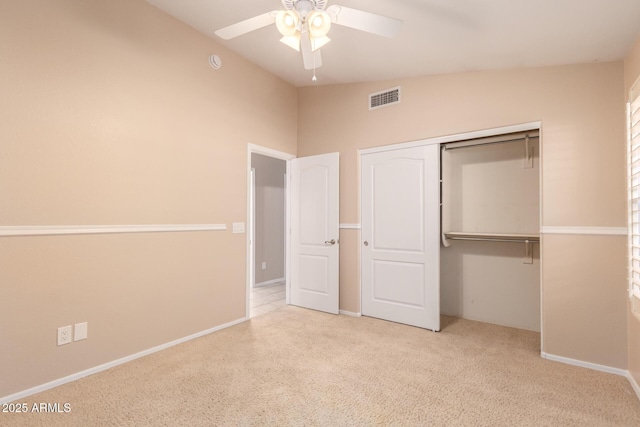 2230 E Whitten St, Chandler, AZ 85225 - unfurnished bedroom with carpet flooring, a closet, a ceiling fan, and lofted ceiling