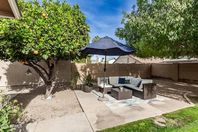 view of patio with an outdoor living space