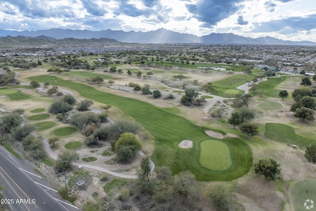 bird's eye view with a mountain view