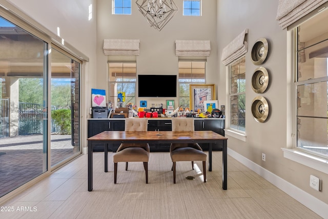 5420 E Duane Ln, Cave Creek, AZ 85331 - office with a towering ceiling, baseboards, and a chandelier
