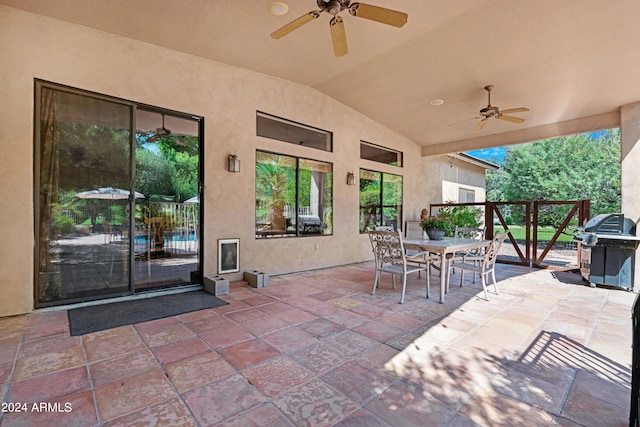 view of patio / terrace featuring grilling area and ceiling fan