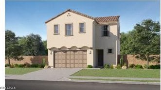 10136 E Ursula Ave, Mesa, AZ 85212 - mediterranean / spanish home featuring stucco siding, concrete driveway, and a garage