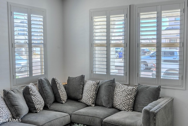 living room with plenty of natural light