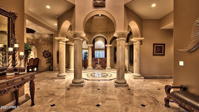 interior space with ornate columns