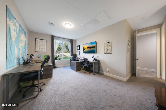 view of carpeted office space