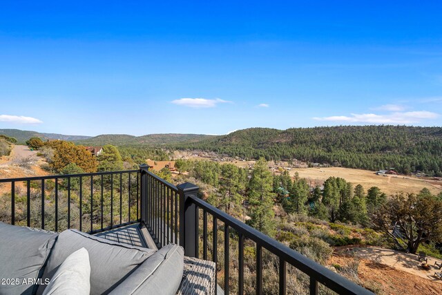 9661 W Coyote Dr, Strawberry, AZ 85544 - balcony with a mountain view and a view of trees