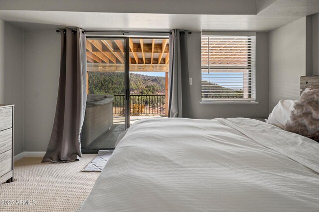 9661 W Coyote Dr, Strawberry, AZ 85544 - bedroom with carpet flooring, baseboards, and access to outside