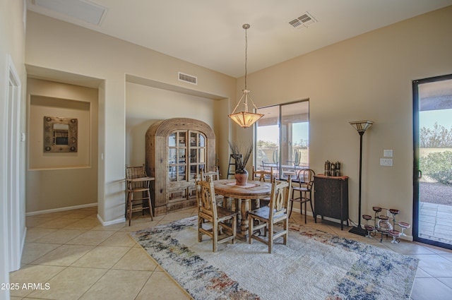 view of tiled dining space