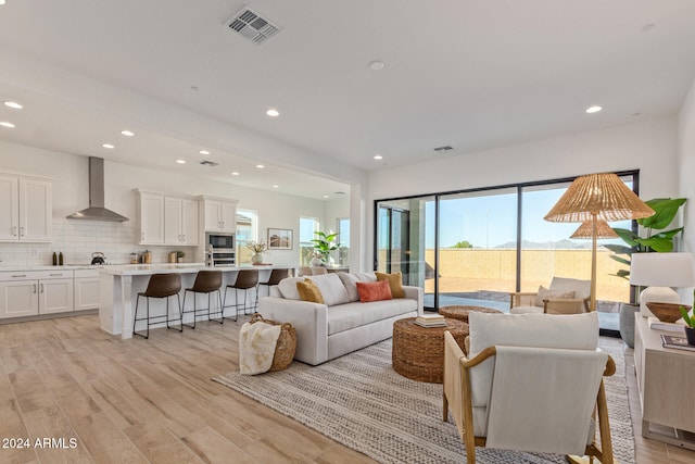 living room featuring light hardwood / wood-style floors