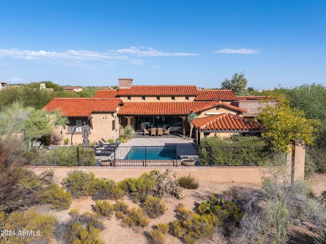 view of swimming pool featuring a patio, a gazebo, a fenced in pool, and a fenced backyard