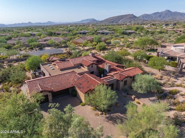 aerial view with a residential view and a mountain view