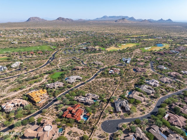 birds eye view of property featuring a residential view and a water and mountain view