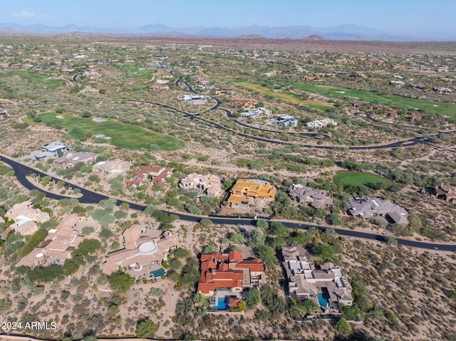 birds eye view of property with a residential view and a mountain view