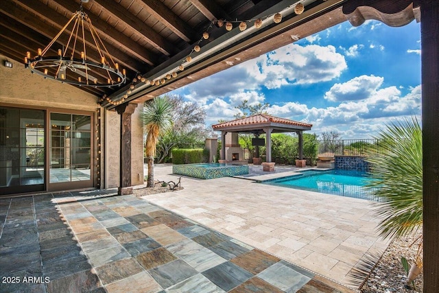 37440 N 104th Pl, Scottsdale, AZ 85262 - view of pool with a gazebo, a patio area, and an in-ground hot tub
