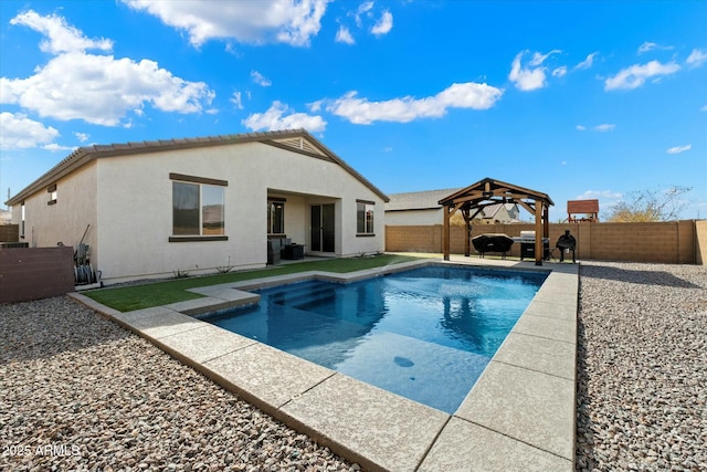 view of pool featuring a gazebo and a patio