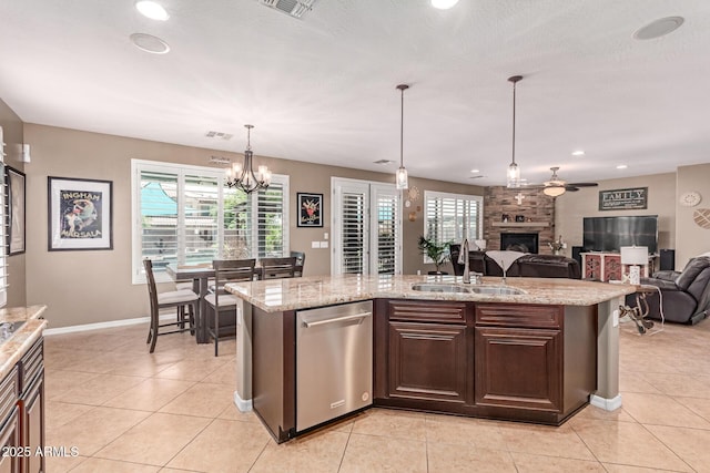 19427 W Colter St, Litchfield Park, AZ 85340 - kitchen featuring dishwasher, a sink, a ceiling fan, plenty of natural light, and recessed lighting