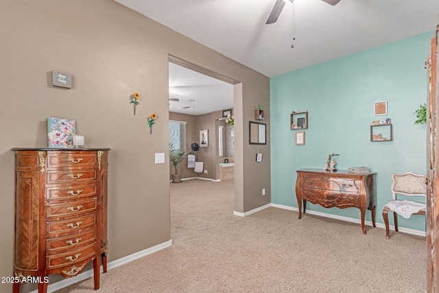 19427 W Colter St, Litchfield Park, AZ 85340 - sitting room featuring ceiling fan, carpet flooring, and baseboards