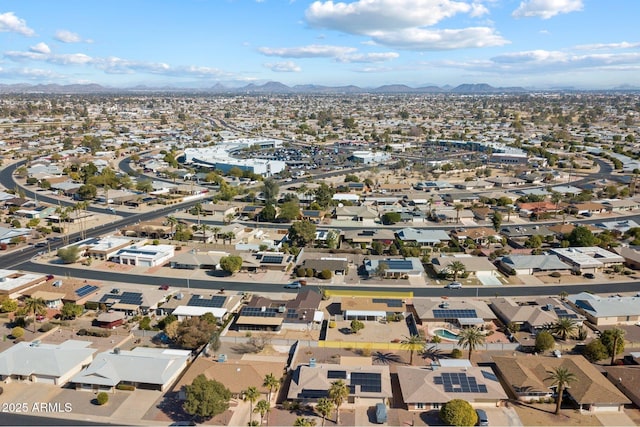 drone / aerial view with a mountain view