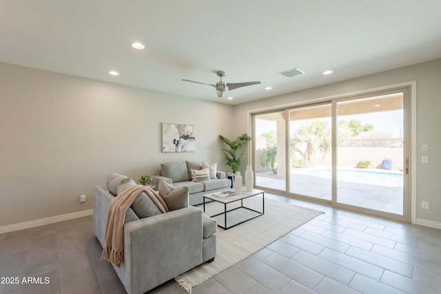 2680 E Daniel Dr, Gilbert, AZ 85298 - living area with ceiling fan and recessed lighting