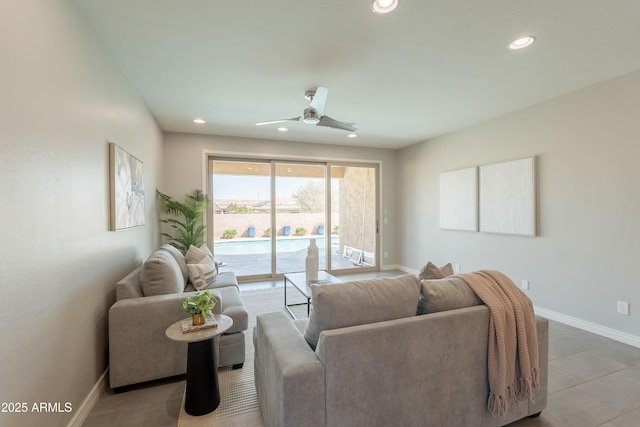 2680 E Daniel Dr, Gilbert, AZ 85298 - living area featuring ceiling fan and recessed lighting