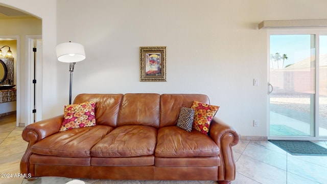 view of tiled living room