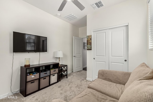9901 E Tamery Ave, Mesa, AZ 85212 - living area with carpet floors, ceiling fan, and baseboards