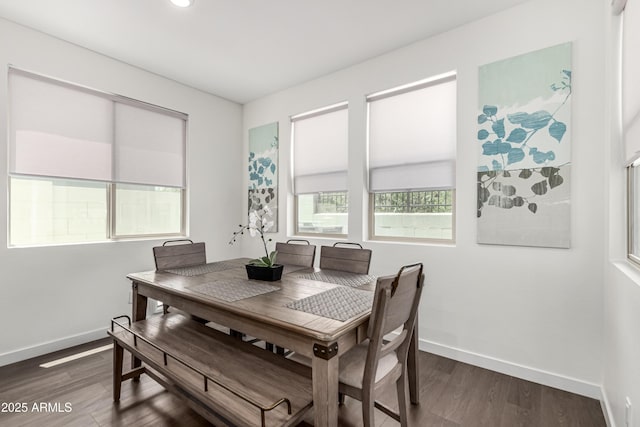 9901 E Tamery Ave, Mesa, AZ 85212 - dining room with dark wood-type flooring, baseboards, and recessed lighting