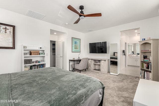 9901 E Tamery Ave, Mesa, AZ 85212 - bedroom featuring carpet floors, ceiling fan, and connected bathroom