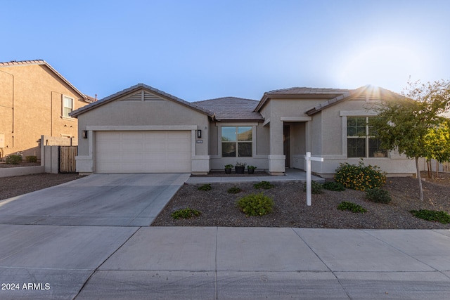 view of front facade with a garage