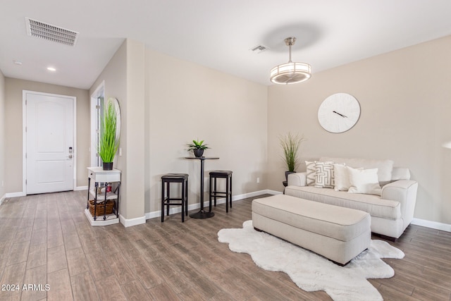 living room featuring dark hardwood / wood-style floors