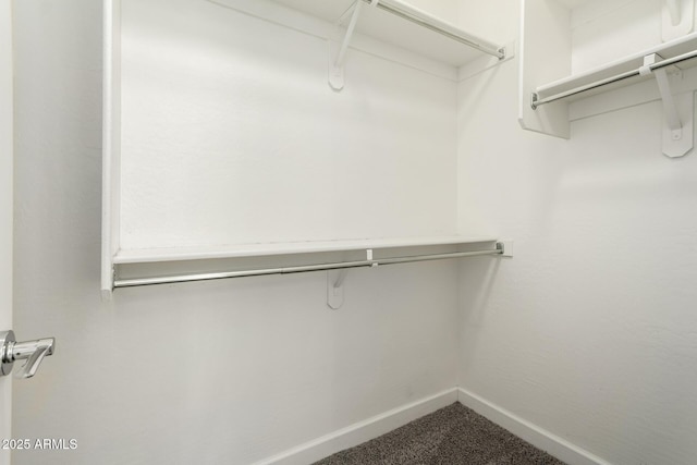 spacious closet with dark carpet