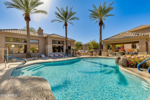 view of pool featuring a patio