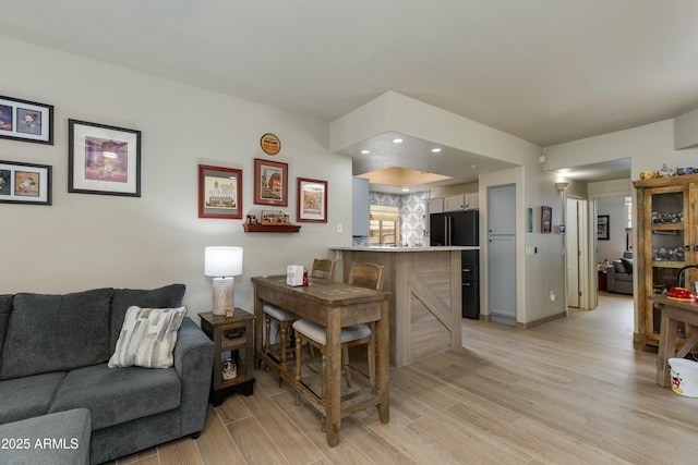 interior space with light hardwood / wood-style floors