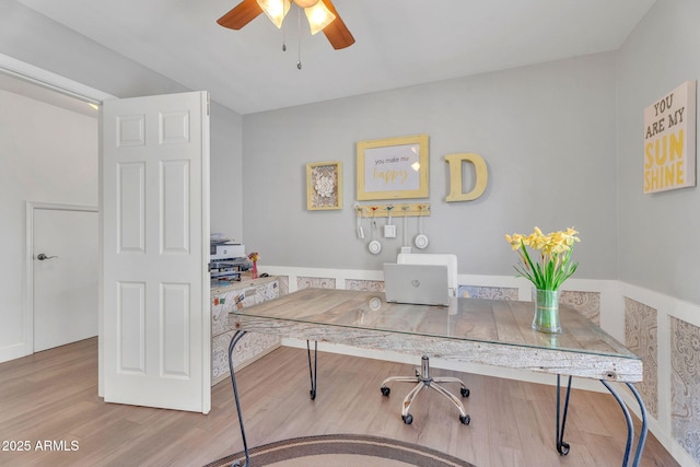 1264 S Sierra St, Gilbert, AZ 85296 - home office with a ceiling fan and wood finished floors