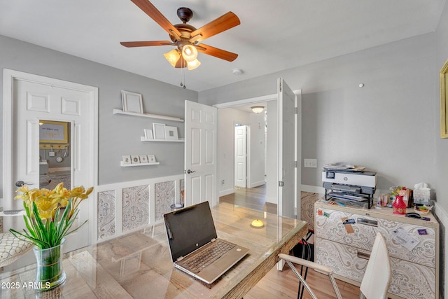 1264 S Sierra St, Gilbert, AZ 85296 - office space with ceiling fan, light wood-style flooring, and baseboards