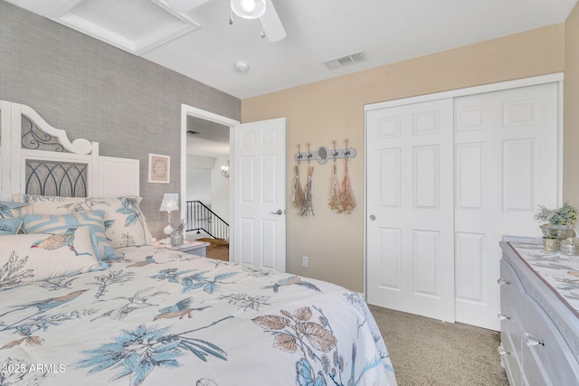 1264 S Sierra St, Gilbert, AZ 85296 - bedroom featuring carpet flooring, a closet, and ceiling fan