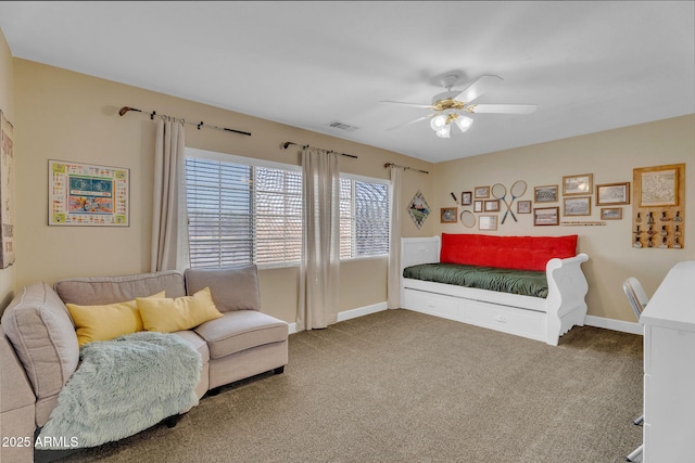 1264 S Sierra St, Gilbert, AZ 85296 - bedroom with carpet flooring, baseboards, and ceiling fan