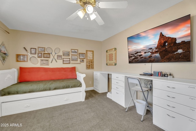 1264 S Sierra St, Gilbert, AZ 85296 - bedroom with light carpet and a ceiling fan
