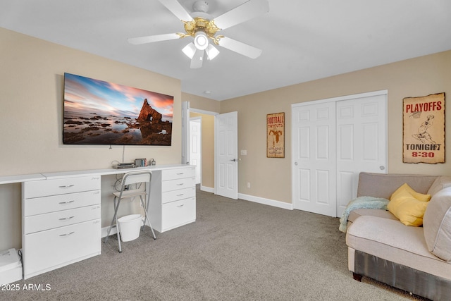 1264 S Sierra St, Gilbert, AZ 85296 - carpeted home office featuring ceiling fan and baseboards